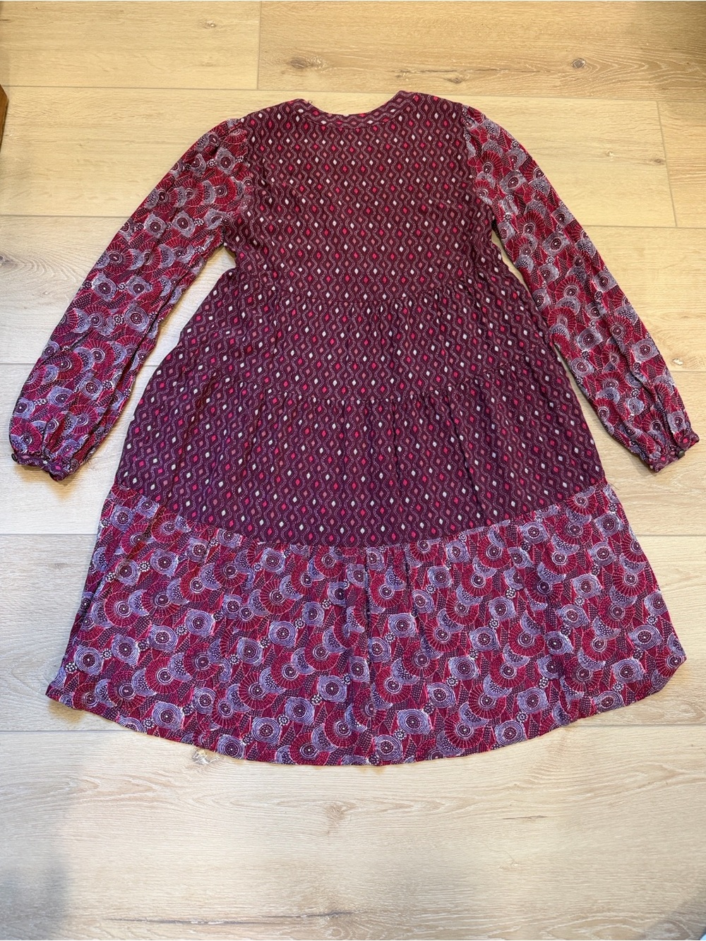 Maeve by Anthropologie Amber Burgundy Long Sleeve Mini Dress - Picture 9 of 10